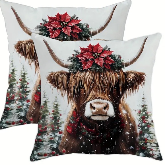 🆕 1 Christmas Highland cow holiday pillow - Picture 13 of 13